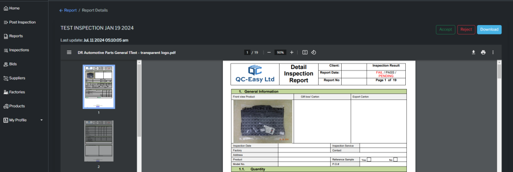 View Report: Accept/Reject and Download