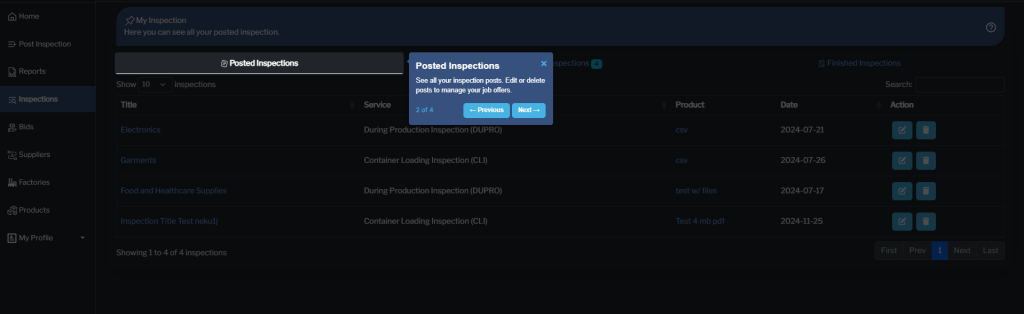 Step 2: Posted Inspections 