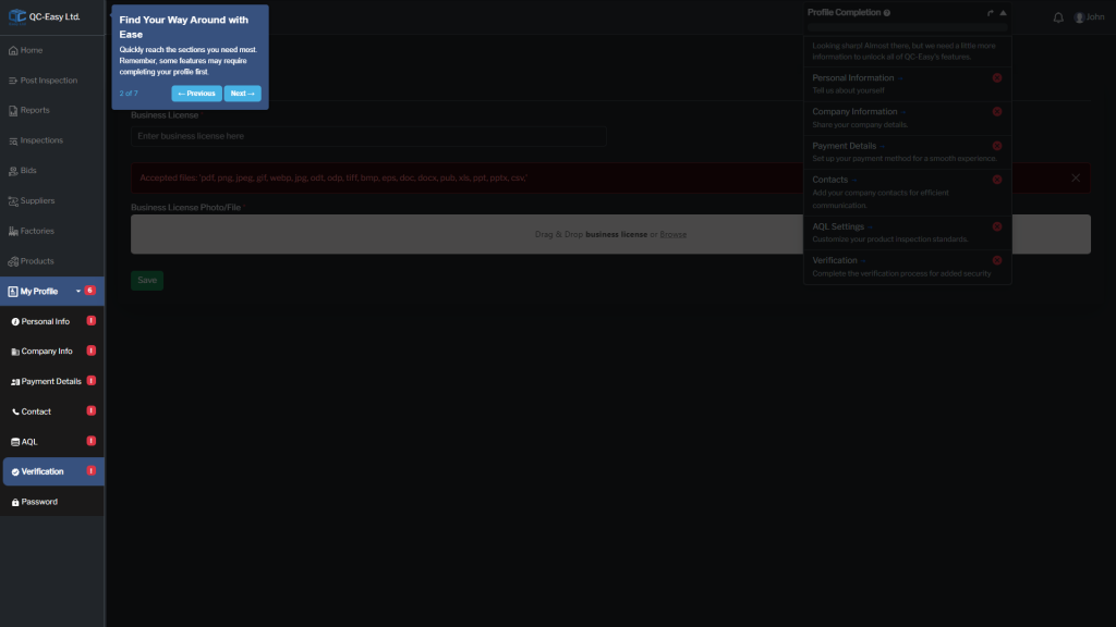 Complete Profile and Verification