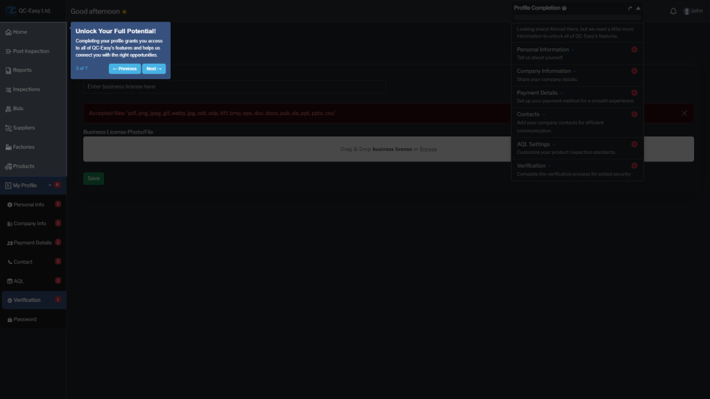 Complete Profile and Verification