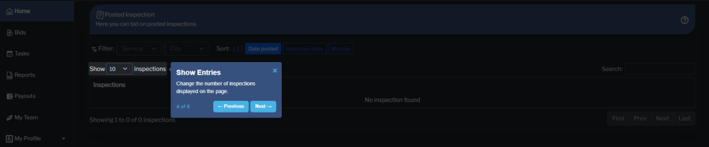 Search Inspections Step