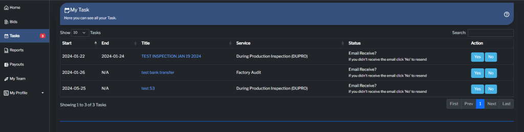 Tasks Section