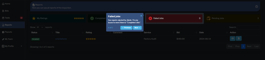 Step 3: Completed Jobs