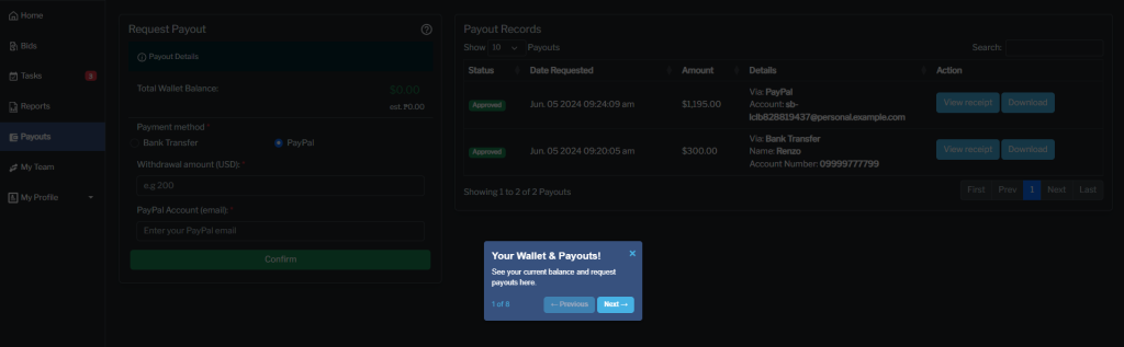 Request Payout