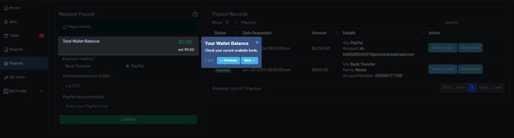 Your Wallet & Payouts